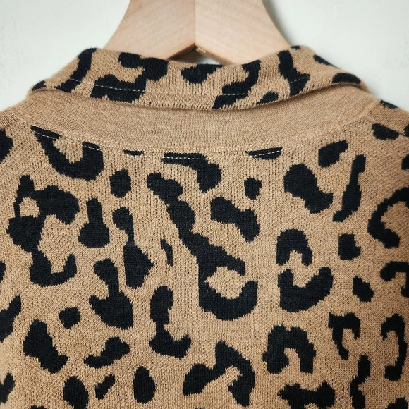 J.Crew | Sophie Open Front Merino Wool Blend Sweater Blazer in Leopard - Size S - Picture 8 of 10